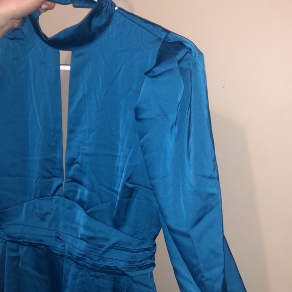 Dynamite Jodie Mock Neck Satin Short Romper - Picture 3 of 5